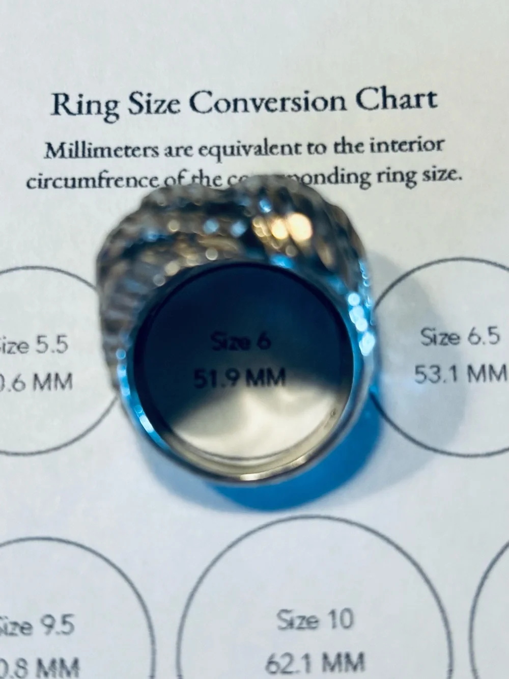 Silver  Statement Ring - Size 6